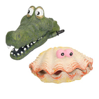 Aquatische Aquarium Dekor Sprudelnde Aktion Alligator &amp; Clam Fisch Tank Ornament