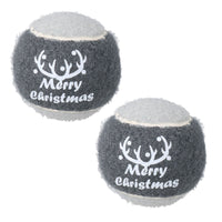 2PK Dog Festive Christmas Gift Grey 'Merry Christmas' Tennis Ball in Gift Box - 6cm