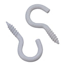 Screw Hook Fasteners Hangers White Plastic Finish 8mm Dia 25mm length