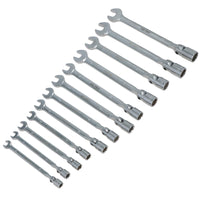 12-teiliger metrischer MM-Steckschlüssel mit flexiblem Kopf und Maulschlüssel 8 - 19 mm
