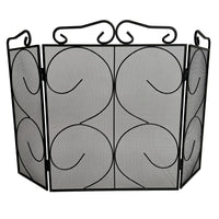 Fire Screen Spark Guard Scroll Design 3 Panel Heavy Fireplace Home House