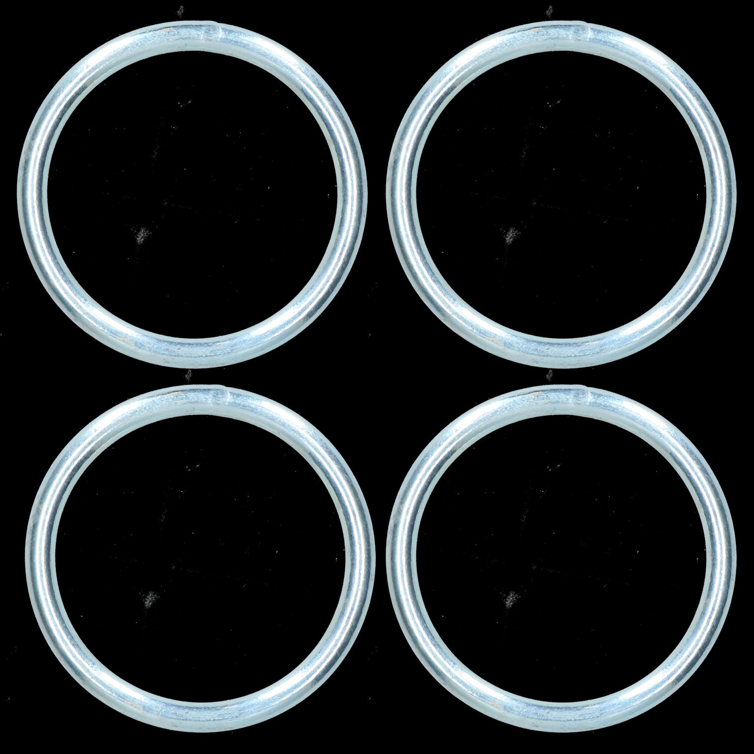 8mm x 75mm Steel Round O Rings Welded Zinc Plated 4 Pack DK34