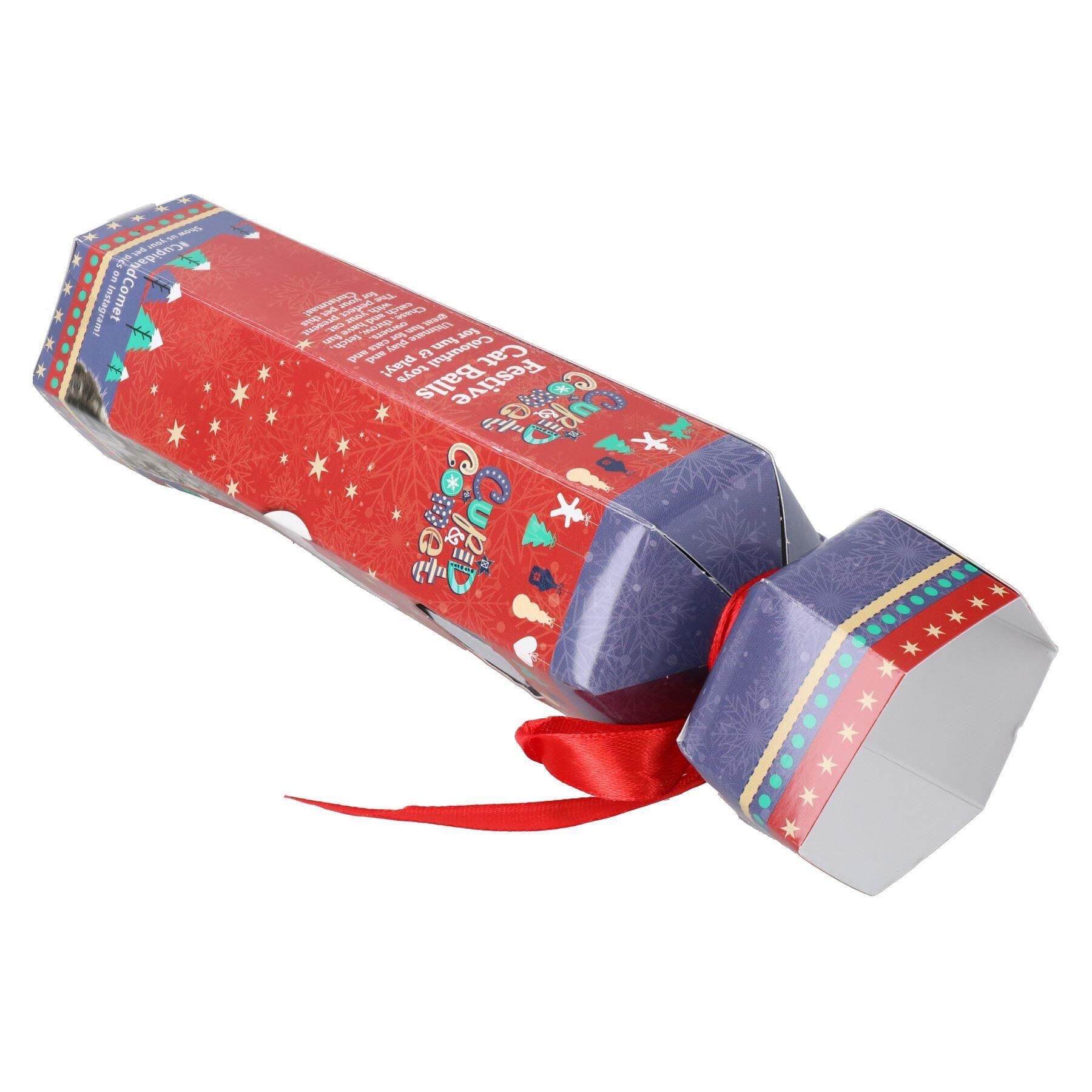 2pk Cat Kitten Festive Christmas Cracker Gift Contains 4 Different Textured Balls