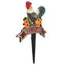 Welcome Cockerel Chicken Grass Cast Iron Sign Plaque Garden Park Lawn Yard