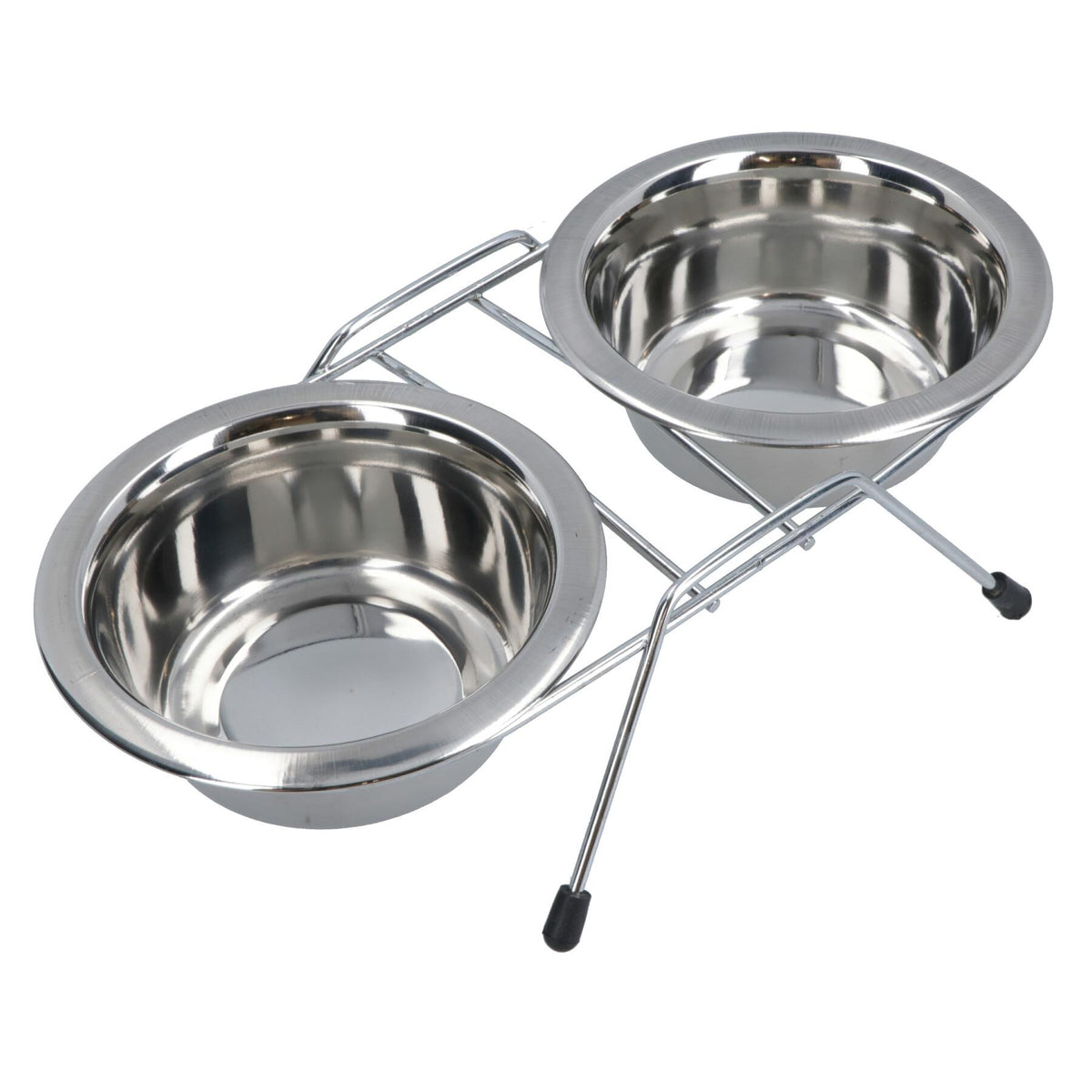 Double Diner Pet Bowl + Stand Stainless Steel Construction For Dog Food Water