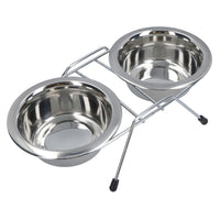 Double Diner Pet Bowl + Stand Stainless Steel Construction For Dog Food Water
