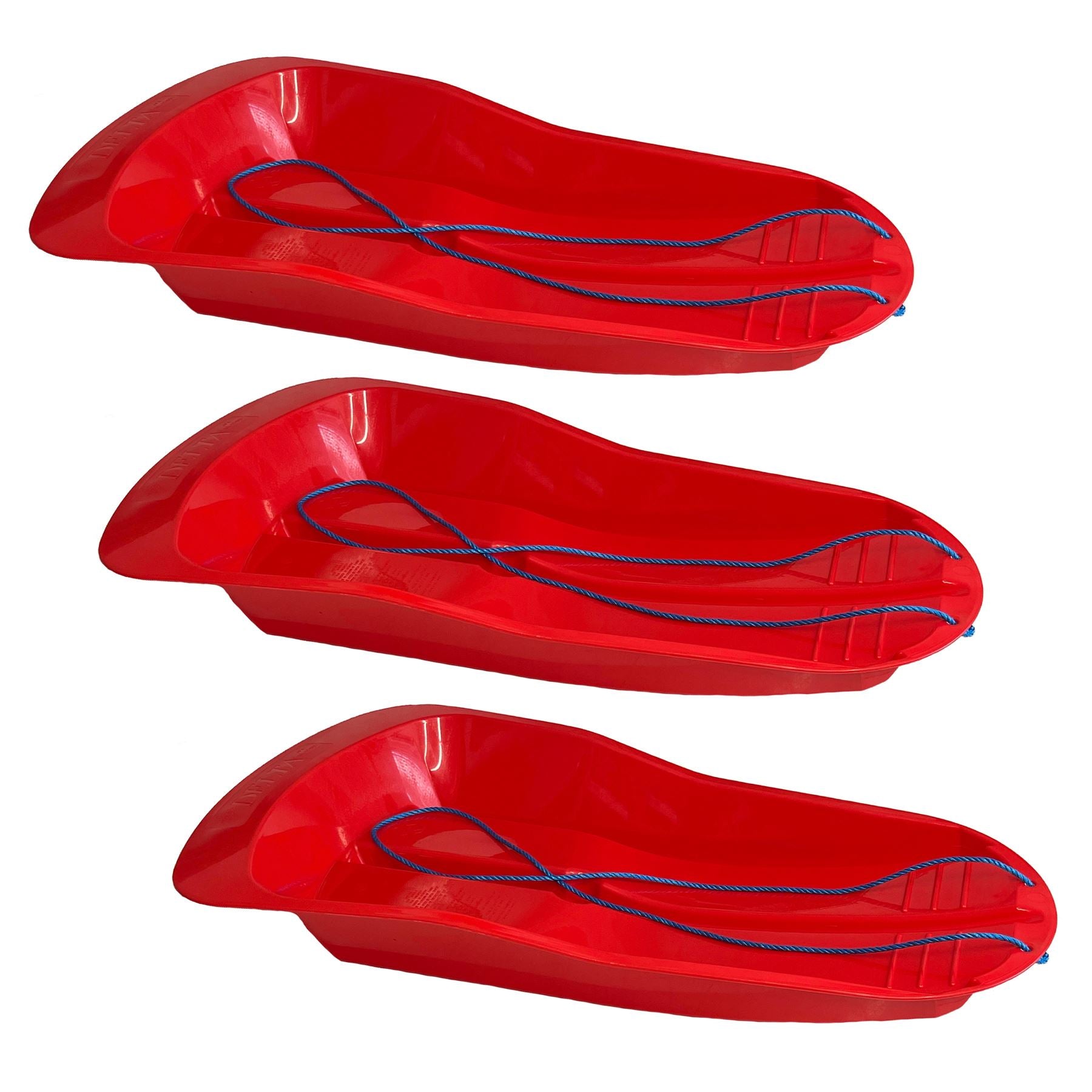 3 Red Plastic Heavy Duty Outdoor Snow Sledge Toboggan Sleigh Bobsled