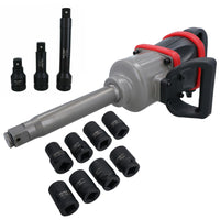 1-Zoll-Antrieb Amboss-Druckluft-Schlagschrauberpistole 2200Nm 8 Stecknüsse 24 – 38 mm + Verlängerungen
