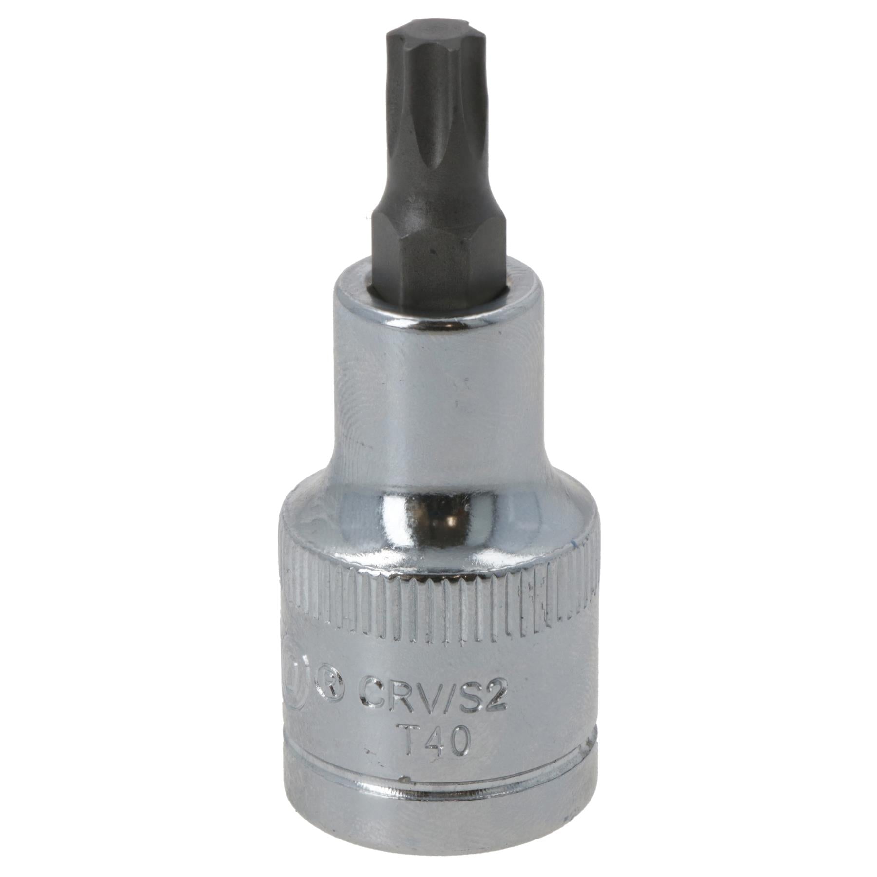 T40 Male Torx Bit Star Socket 1/2" Drive Standard Internal Chrome Vanadium Steel