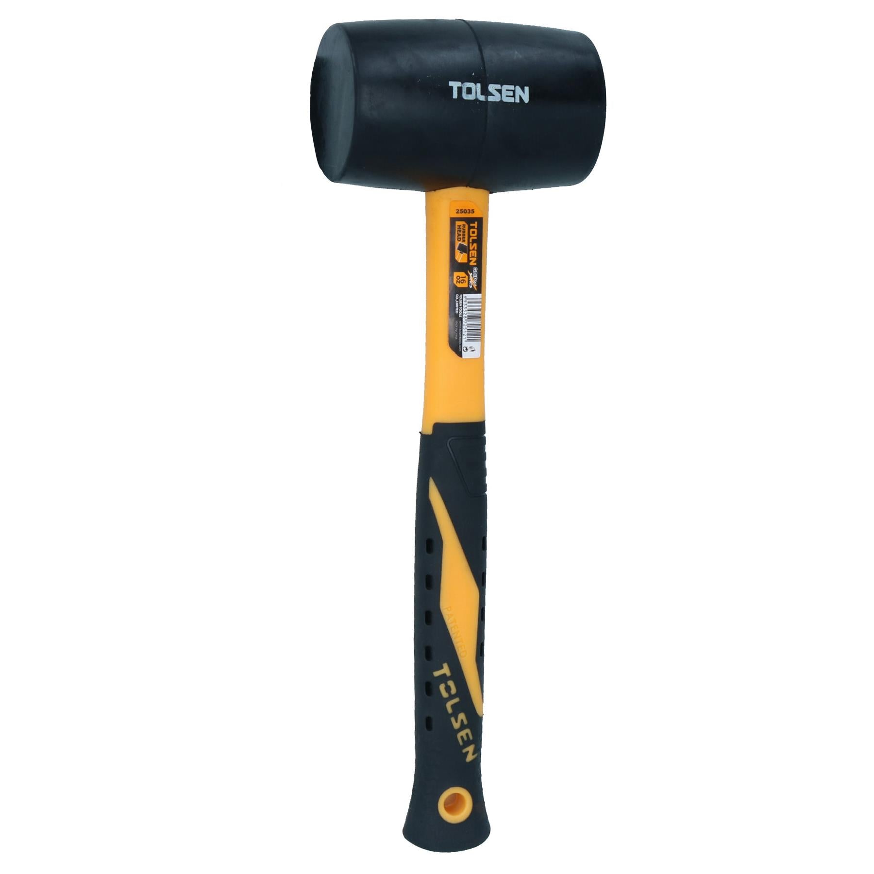 16oz Black Rubber Mallet Non Marking Hammer With Fibreglass Handle Shaft