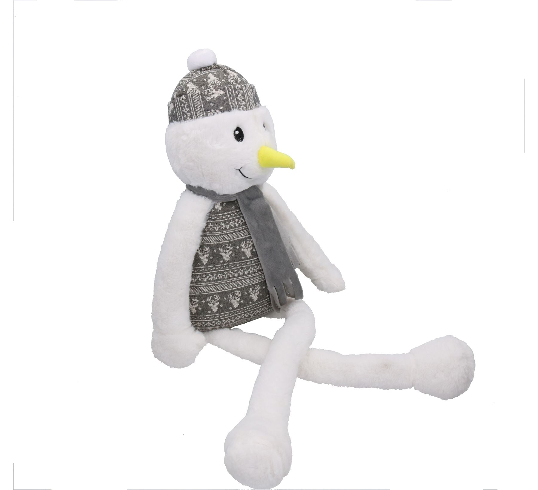 Cadeau de Noël pour chien en peluche réconfortant et couineur bonhomme de neige géant 30x80cm