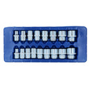 Douilles peu profondes métriques MM à entraînement 1/2" Bi-Hex 12 pans 10 mm - 30 mm, lot de 17 pièces