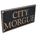 City Morgue Cast Iron Sign Plaque Door Wall House Gate Mortuary Funeral Home