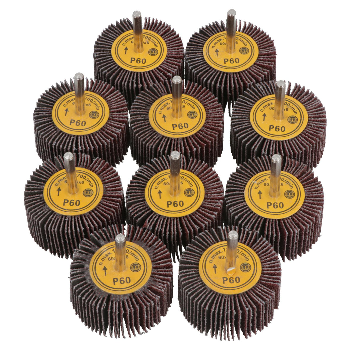 60mm 60 Grit Abrasive Flap Wheel Discs Sanding Rust Removal 6mm Shank
