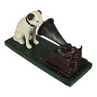 HMV Nipper Hund und Phonograph Grammophon Musik Ornament Figur Gusseisen