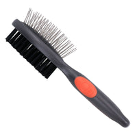 Double Sided Brush With Ergonomic Hand Grip Dog Cat Pet Grooming (Small)