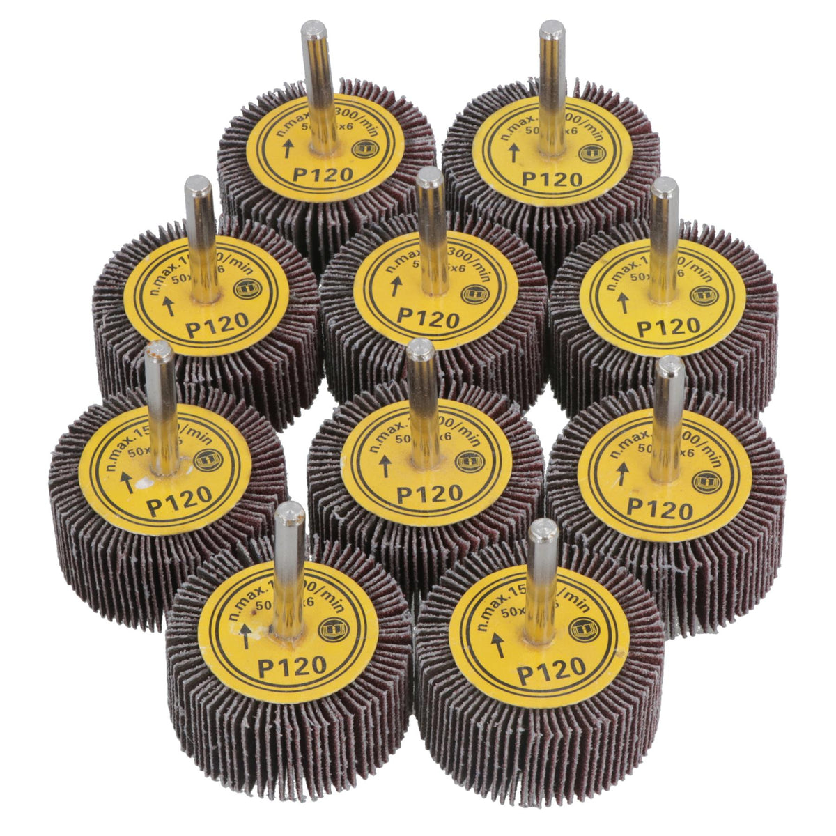 50mm 120 Grit Abrasive Flap Wheel Discs Sanding Rust Removal 6mm Shank