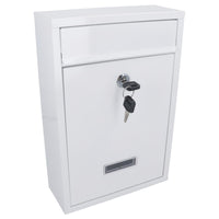 White Wall Mounted Lockable Metal Post Box Outdoor Letter Mail Box Keyed
