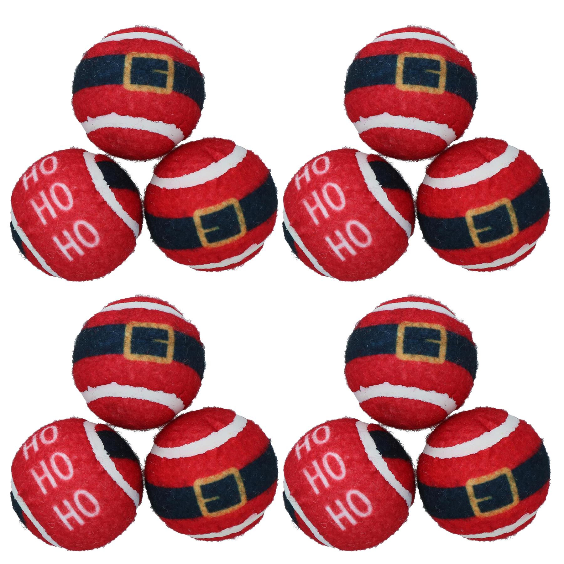 Lot de 12 balles de tennis à thème pour chien, cadeau de Noël festif rouge, cadeau de Noël fou