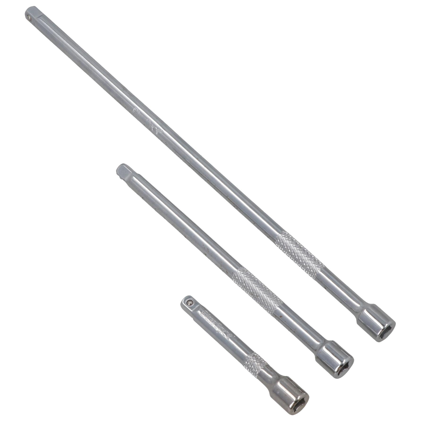 Jeu de 9 rallonges de douilles droites 1/4" 3/8" 1/2" 75 mm 125 mm 250 mm