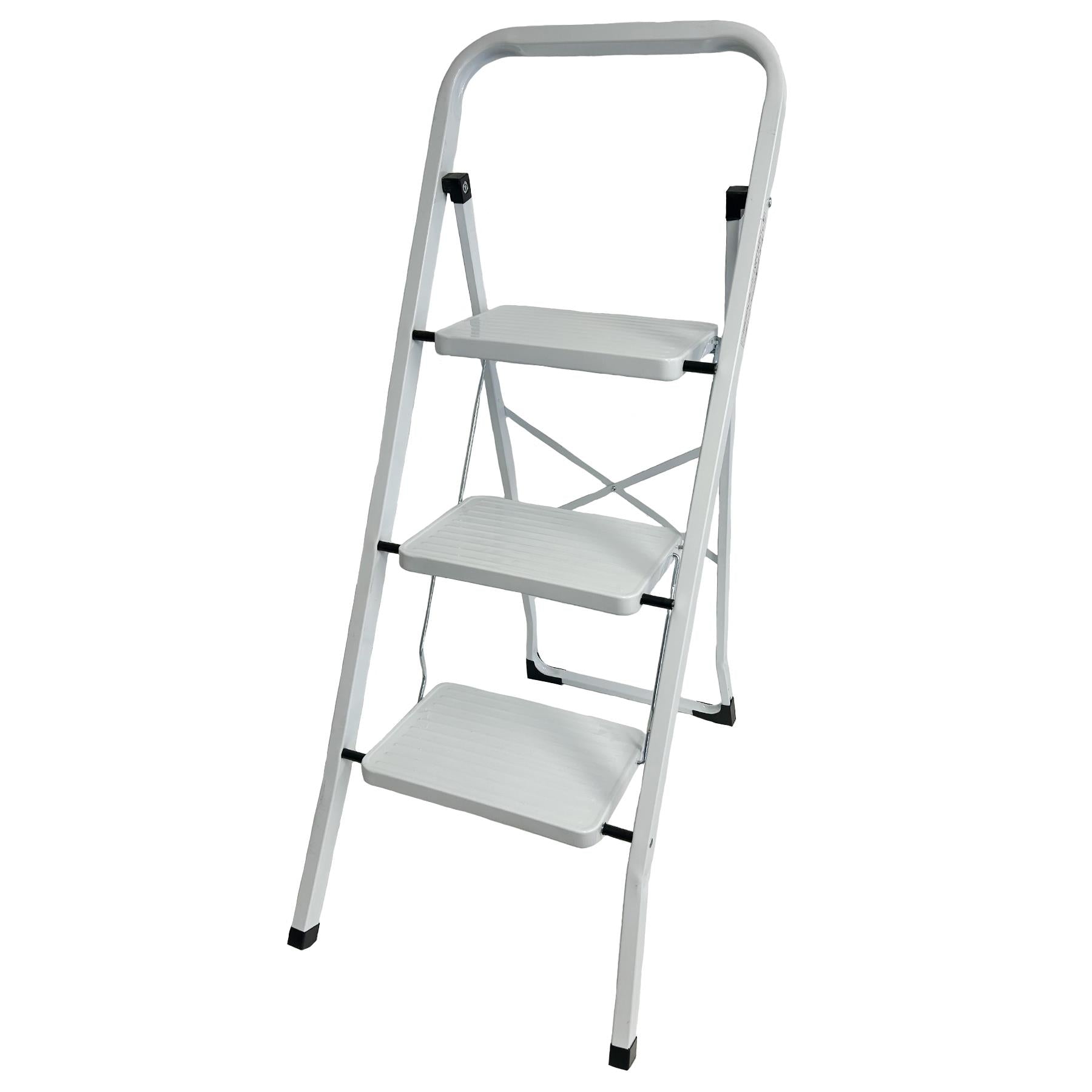 Foldable 3 Tread Step Ladder Non Slip Portable Stepladder Safety Steel Steps