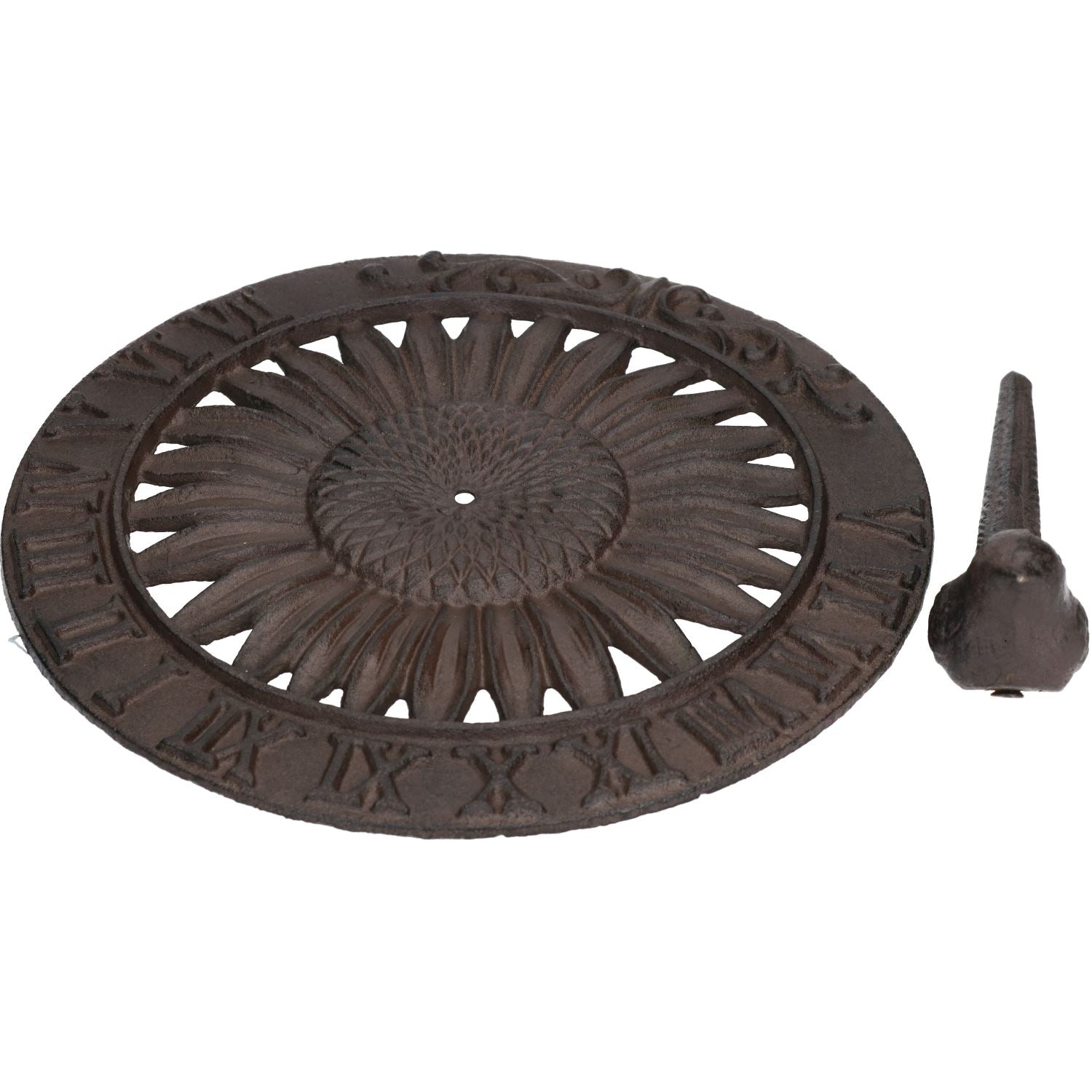 Bird Sundial Ornament Cast Iron Garden Feature Statue Sunflower Clock ...