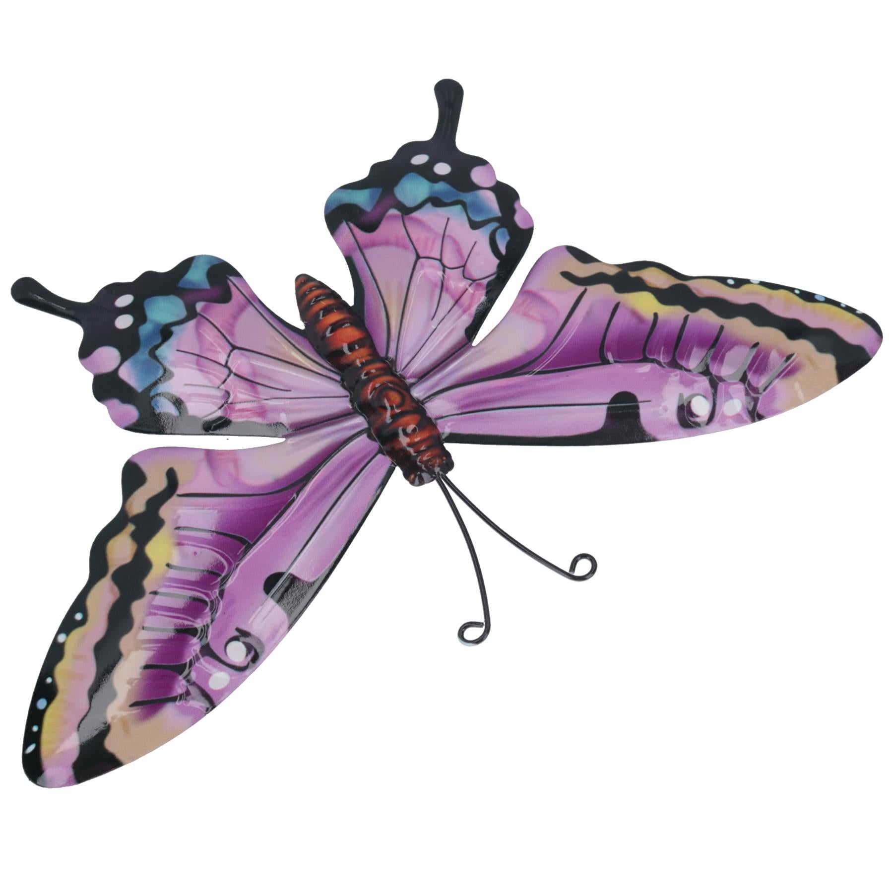 Medium Metal Pink Butterfly Wall Art Garden/Home Ornament 21.5 X 33.5CM