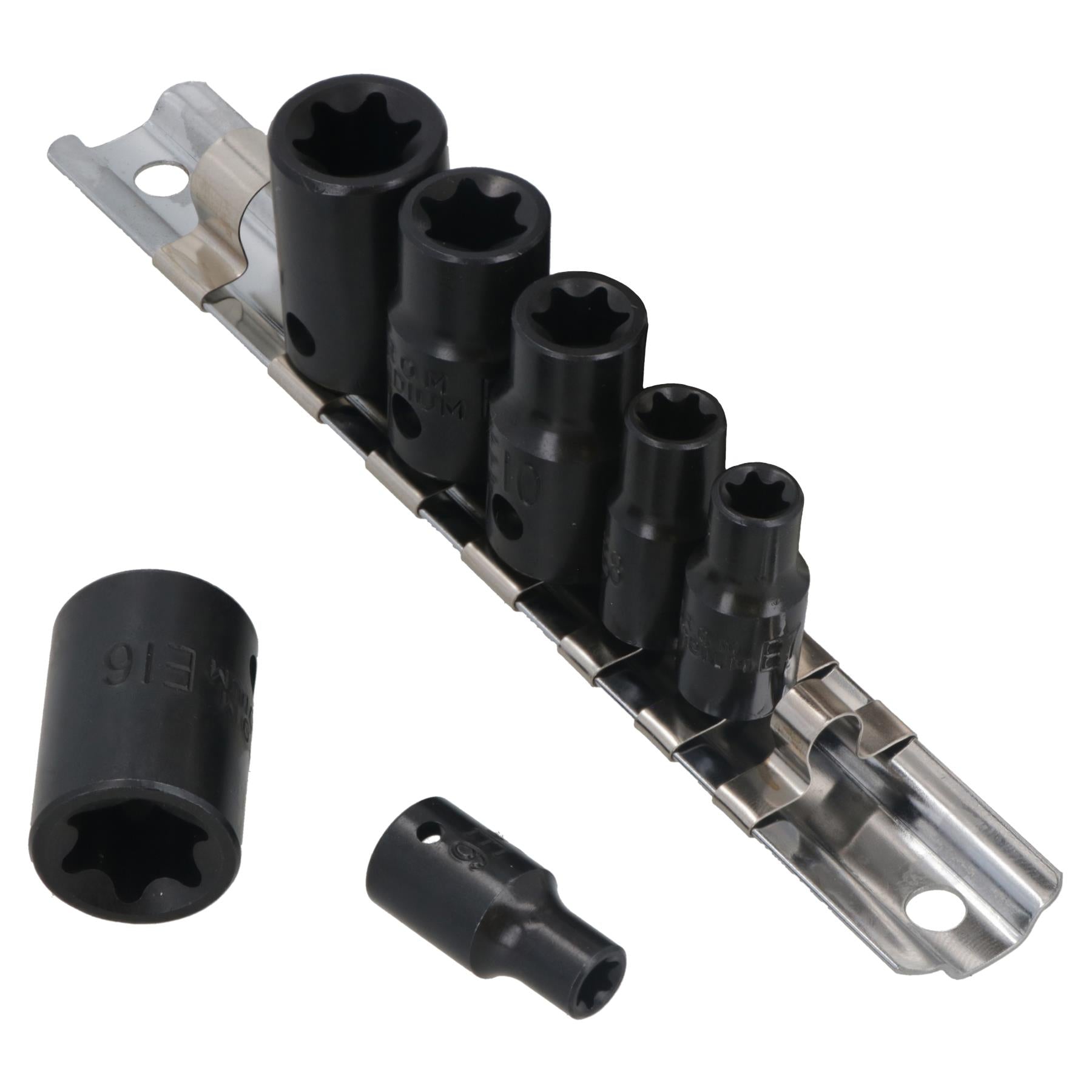 7pc Impacted Impact Female Torx Star E Sockets E6 - E16 1/4" + 3/8" Drive