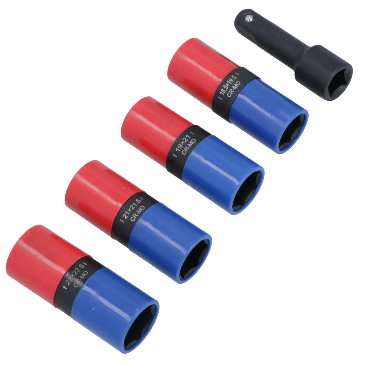 1/2in Drive Metric Wheel Hub Lug Nut Flip Impact Sockets for Alloy Wheels 5pc