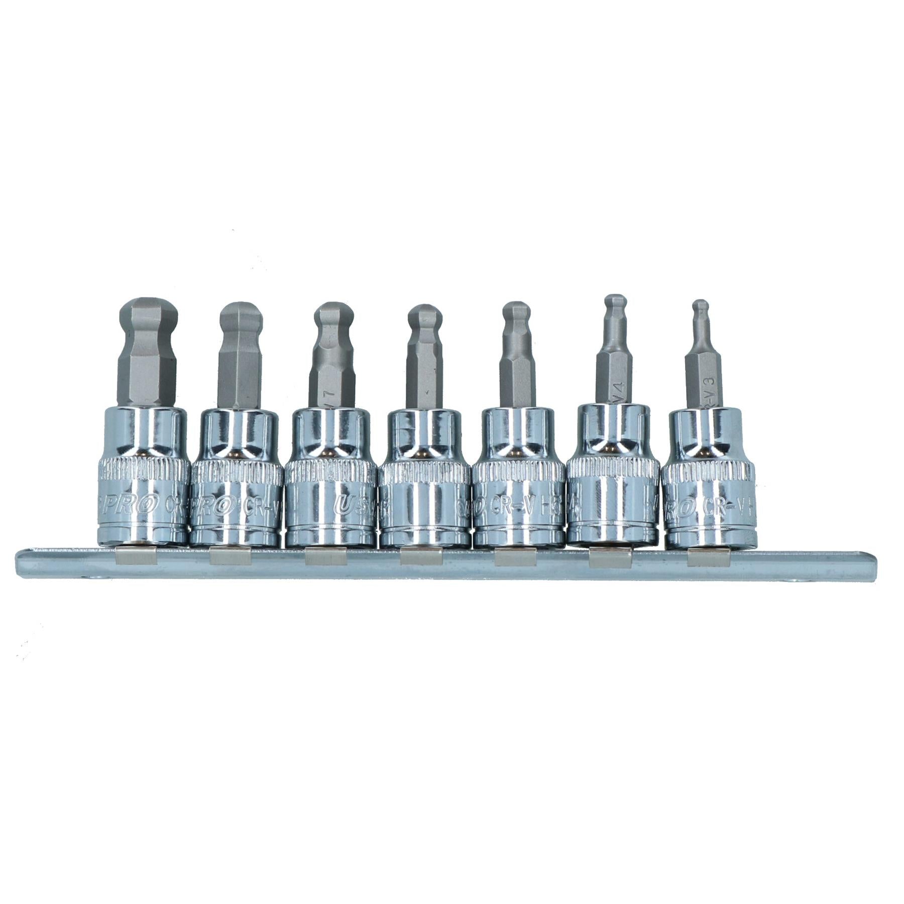Metric Shallow Ball Ended Allen Hex Key Sockets 3/8in. Drive 3 – 10mm 7pc