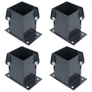 Grey Flush Fit Fence Post Bolt Down Shoe Holder Support 100mm x 100mm
