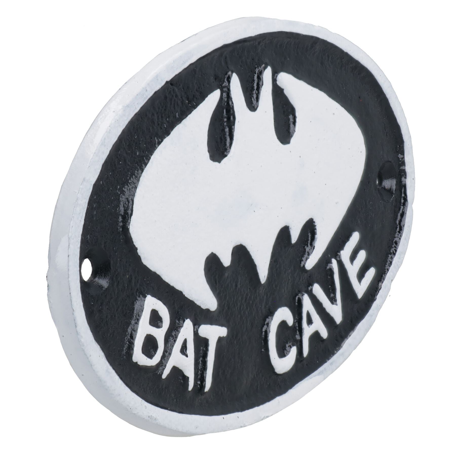 Bat Cave Cast Iron Sign Plaque Door Wall House Gate Post Bedroom Man Cave