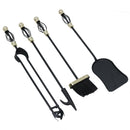 Fireside Fireplace Brass Companion Set 5pc Brush Poker Shovel Tongs Log Burner