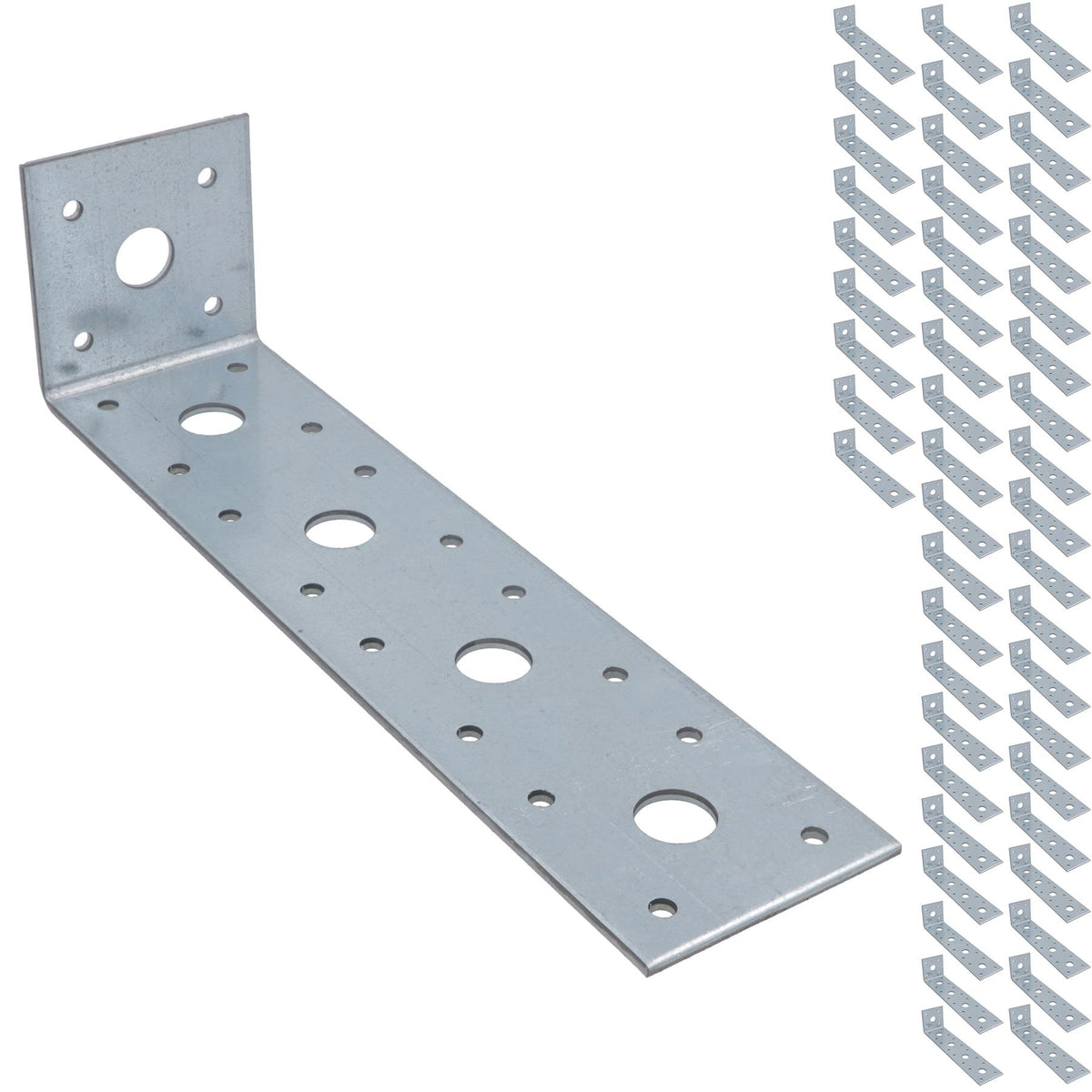 Heavy Duty Angle Bracket Fastening Plate Galvanised Steel 200 x 50 x 50mm