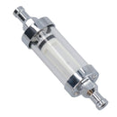 Inline Fuel Petrol Filter Glass + Chrome Universal for 8mm (5/16”) Hose