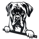 Black Metal Peeking Boxer Silhouette with Fixing Plate Garden Ornament Gift