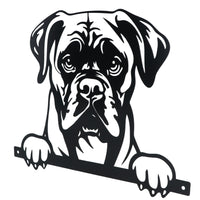 Black Metal Peeking Boxer Silhouette with Fixing Plate Garden Ornament Gift