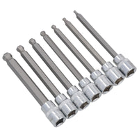 7pc 3/8" Drive Ball Ended Metric Extra Long Allen Hex Keys 3 - 10mm Bit Sockets