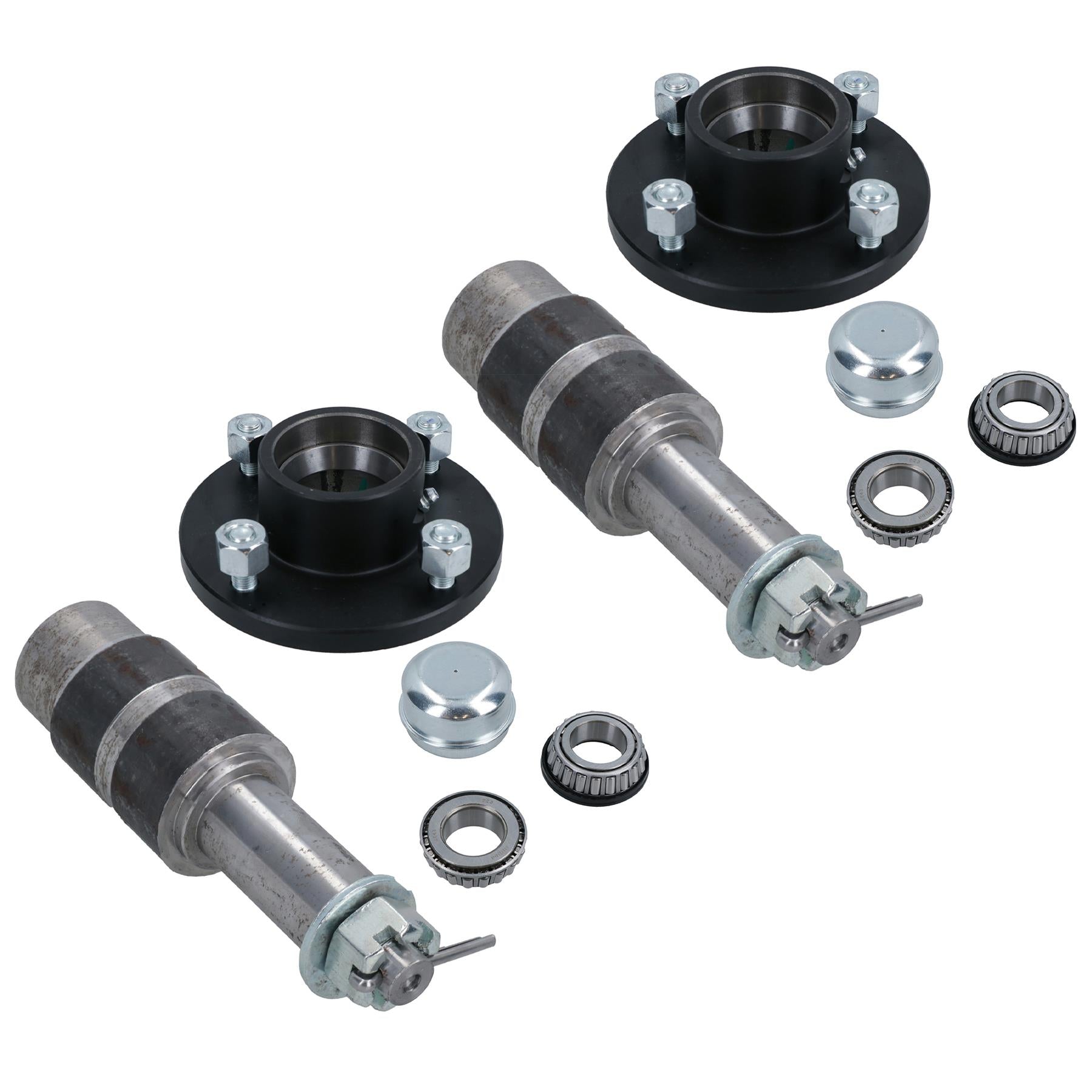 2 PACK Trailer Wheel Hubs & Extended Stub Axles 4" PCD