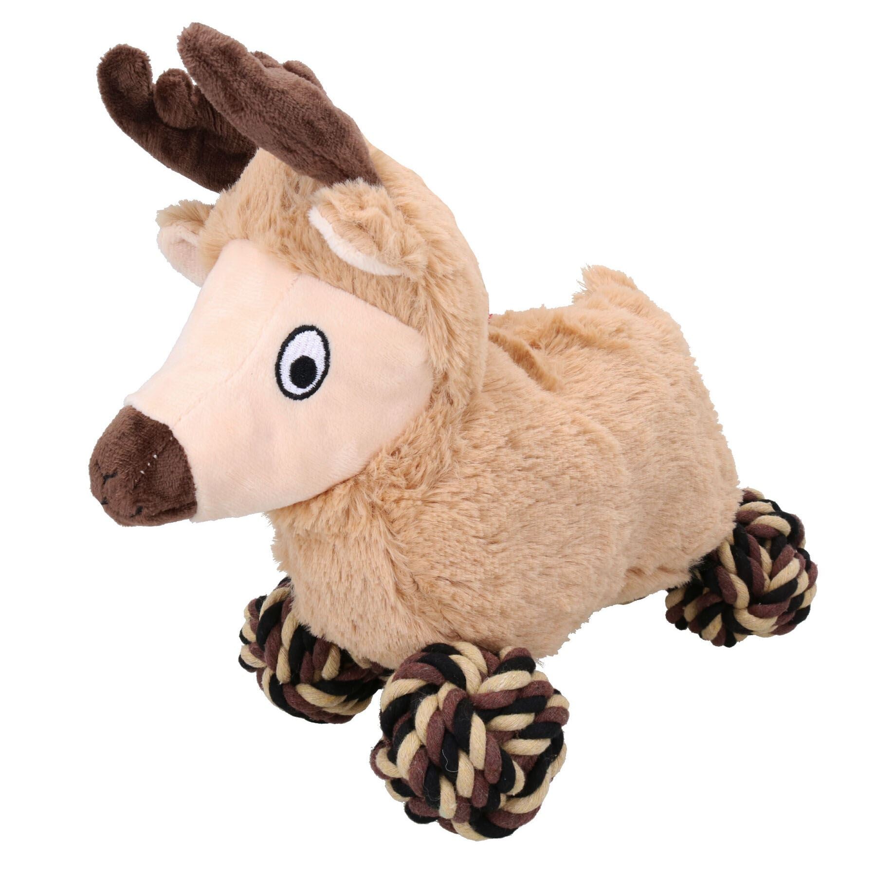 Dog Christmas Gift Super Soft Plush Rope Reindeer Play Toy Present With Squeak