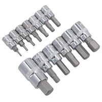 Jeu de 13 douilles Allen/Hexagonales métriques 1/4", 3/8" et 1/2" AT748