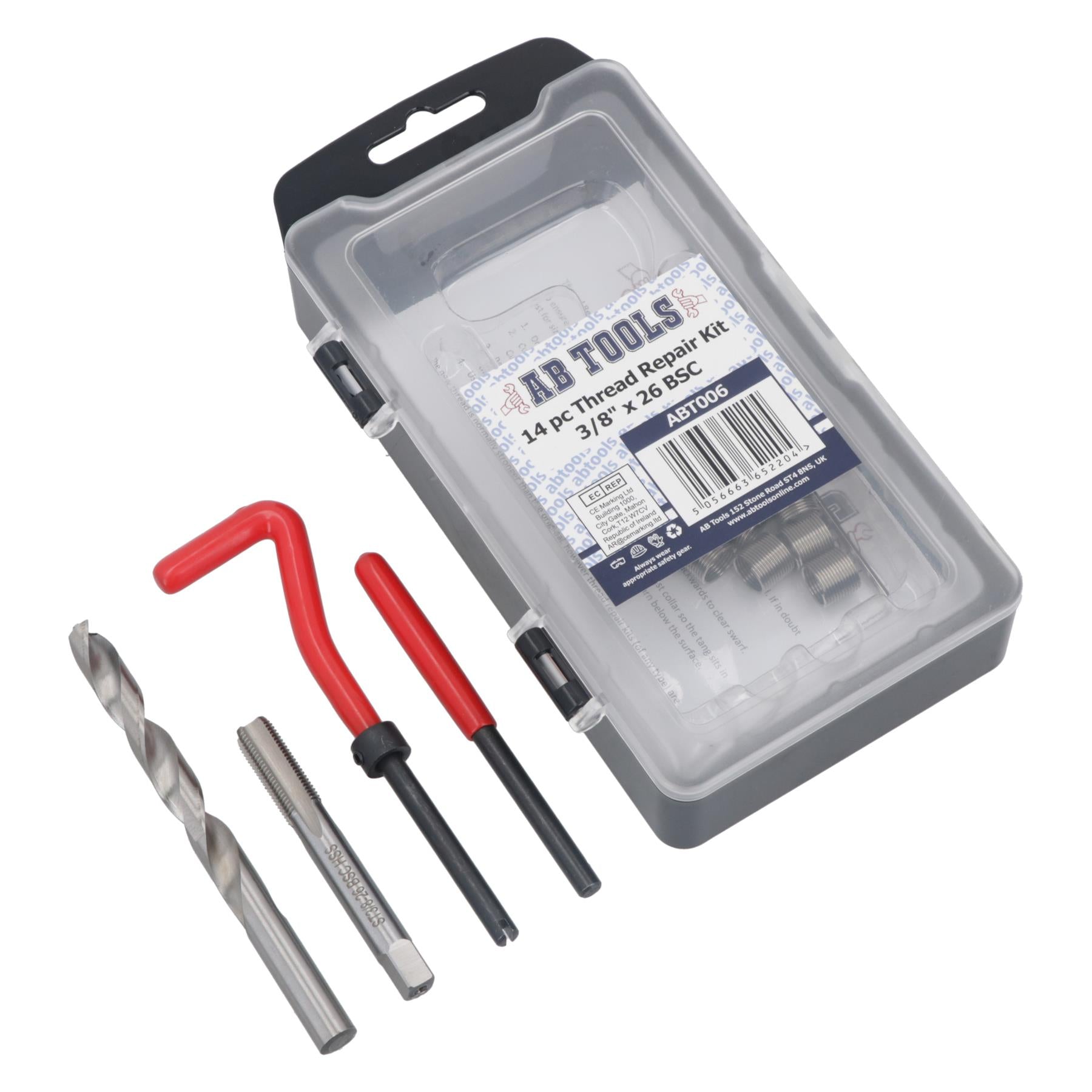 3/8” x 26 BSC Thread Repair Cutter Kit Helicoil Set for Damaged Threads 14pc