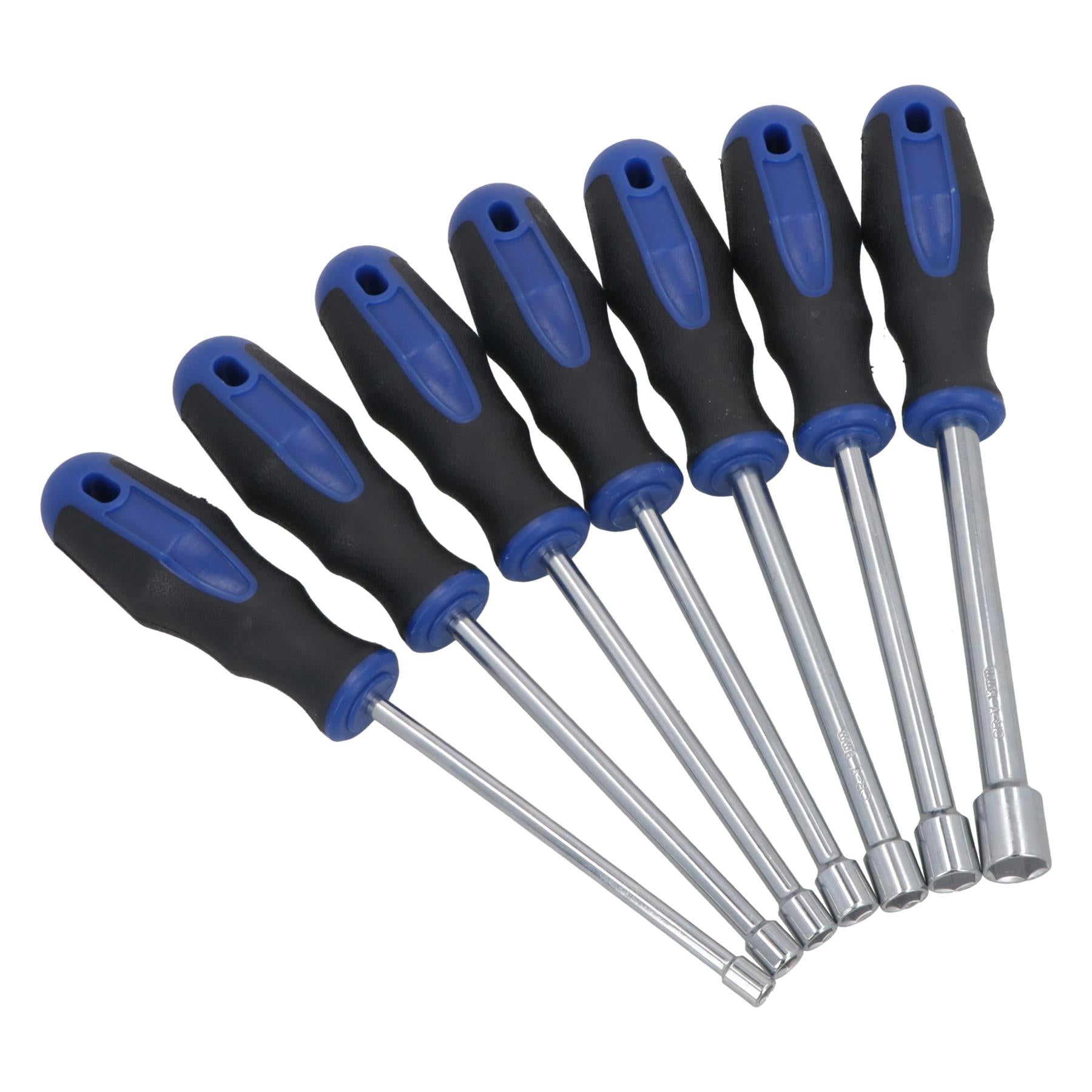 Lot de 7 tournevis à écrous hexagonaux extra longs métriques avec douilles rotatives de 5 à 13 mm à poignée souple