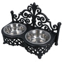 Dog Puppy Cat Feeding Food Bowls Dishes Stainless Steel / Cast Iron Stand