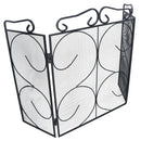 Fire Screen Spark Guard Scroll Design 3 Panel Heavy Fireplace Home House