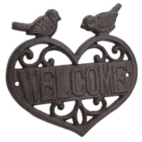 Welcome Birds Cast Iron Sign Plaque Door Wall House Gate Fence Post Rustic