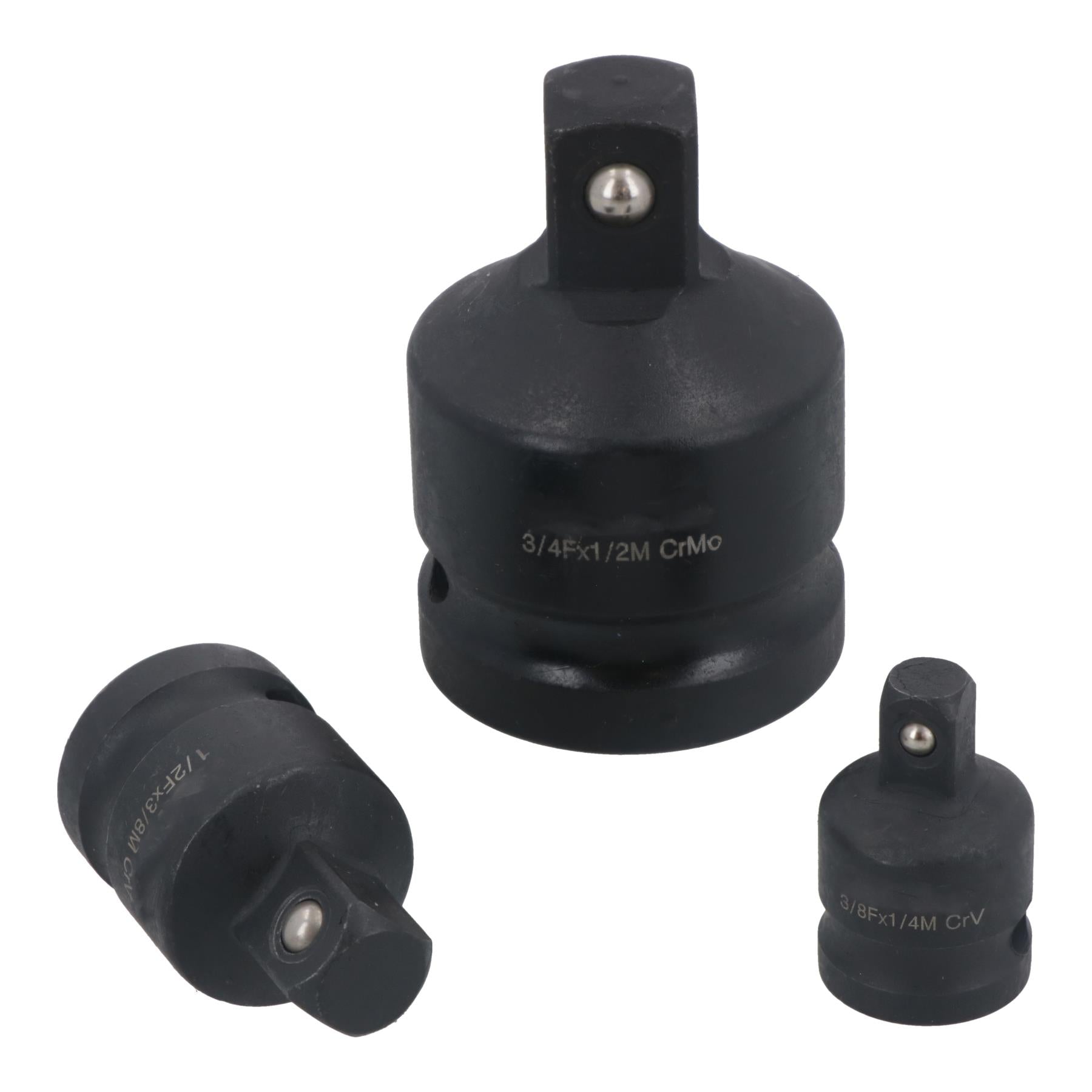 Ensemble d'adaptateurs et de réducteurs pour douilles à chocs à impact 3 pièces, entraînement 3/4" - 1/4"
