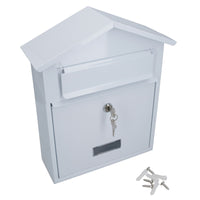 Letter Post Mail Box Metal White Wall Door Gate Fence Garden House Lockable