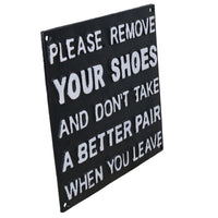 Please Remove Your Shoes Sign Plaque Cast Iron Garden House Home Wall Door