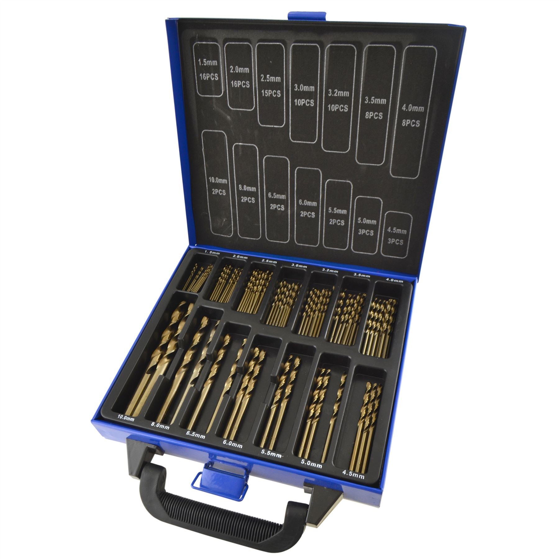 99-teiliges Kobalt-M35-Bohrer-Set, metrisch für Edelstahl, HSS-CO, 135 Grad, 1,5–10 mm, TE851